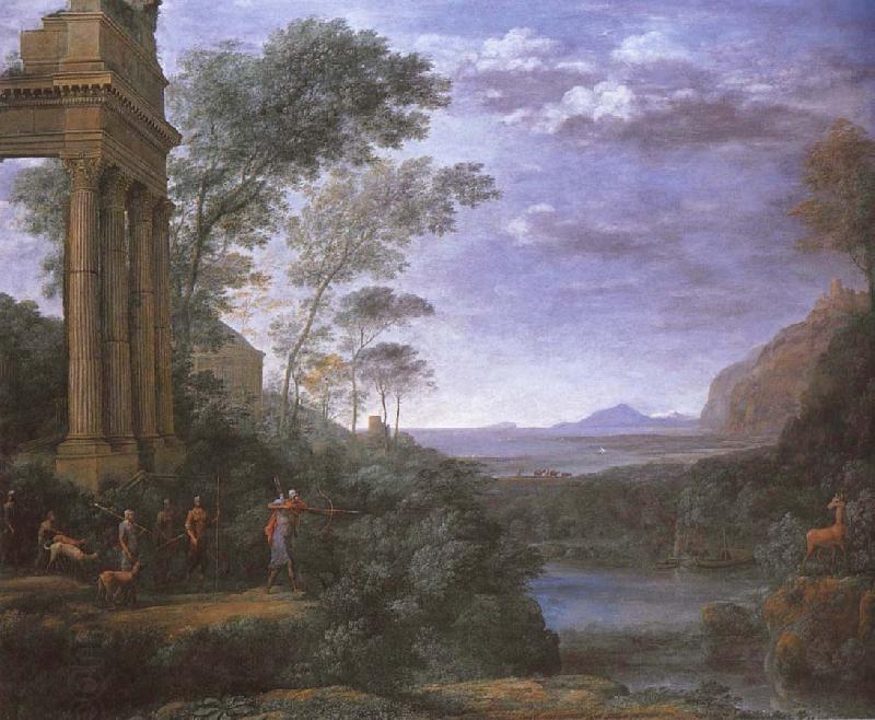 Claude Lorrain Landscape with Ascanius shooting Silvia deer China oil painting art